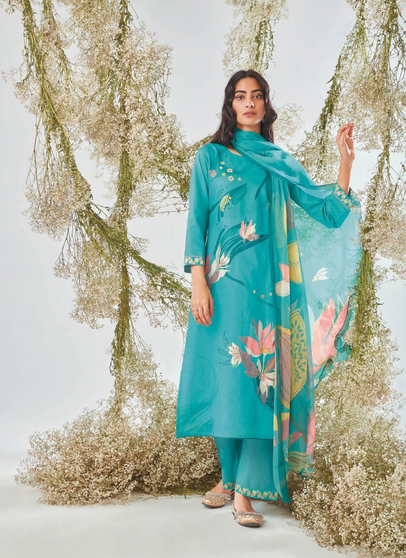 Adelia By Ganga C-1444 To C-1449 Printed Suits Catalog
